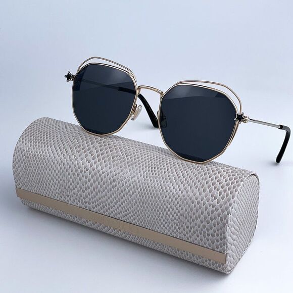 NEW Jimmy Choo FRANNY/S J5G Gold Dark Gray Round Steel Women Sunglasses - Picture 1 of 12